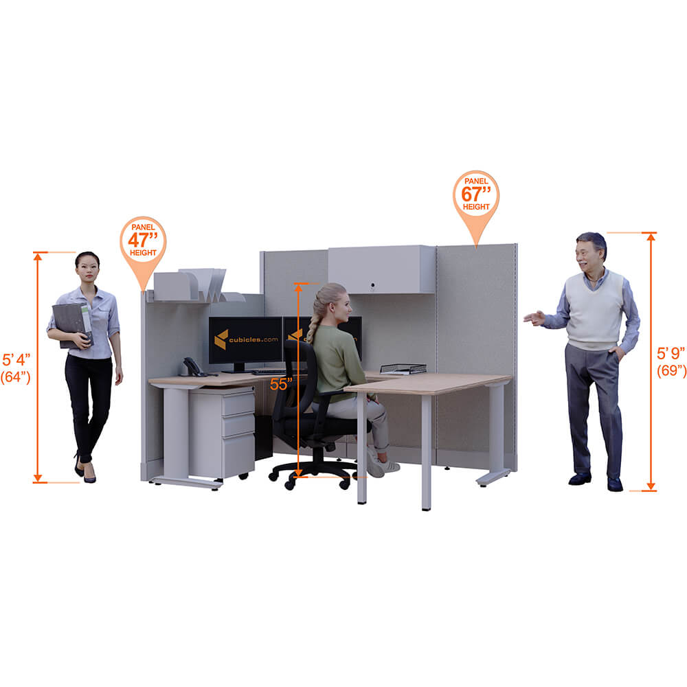 Cubicle Desks With Storage U-Shaped Non-Powered