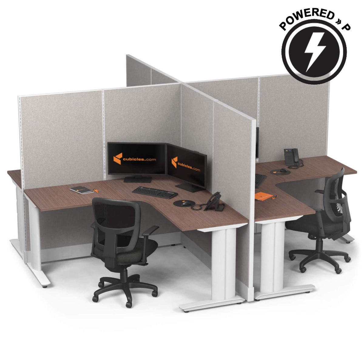 Cubicle Desks 4-Pack X-Shape Powered