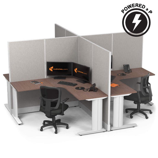 Cubicle Desks 4-Pack X-Shape Powered