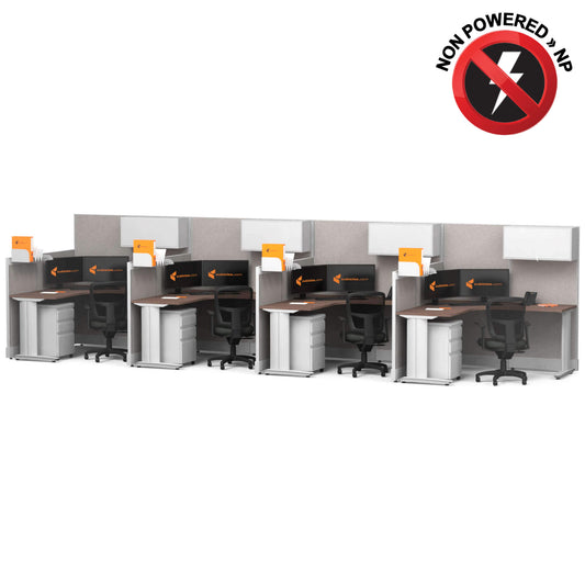 Cubicle Desks With Storage L-Shaped 4-Pack Non-Powered