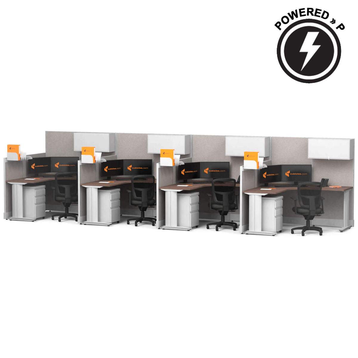 Cubicle Desks With Storage L-Shaped 4-Pack Powered
