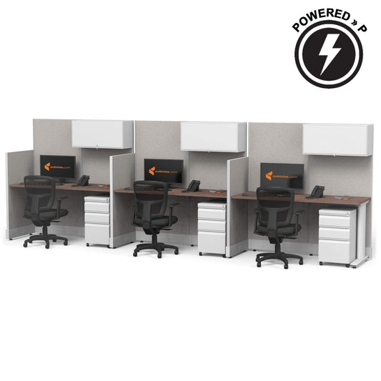 Cubicle Desks With Storage Straight 3-Pack Powered