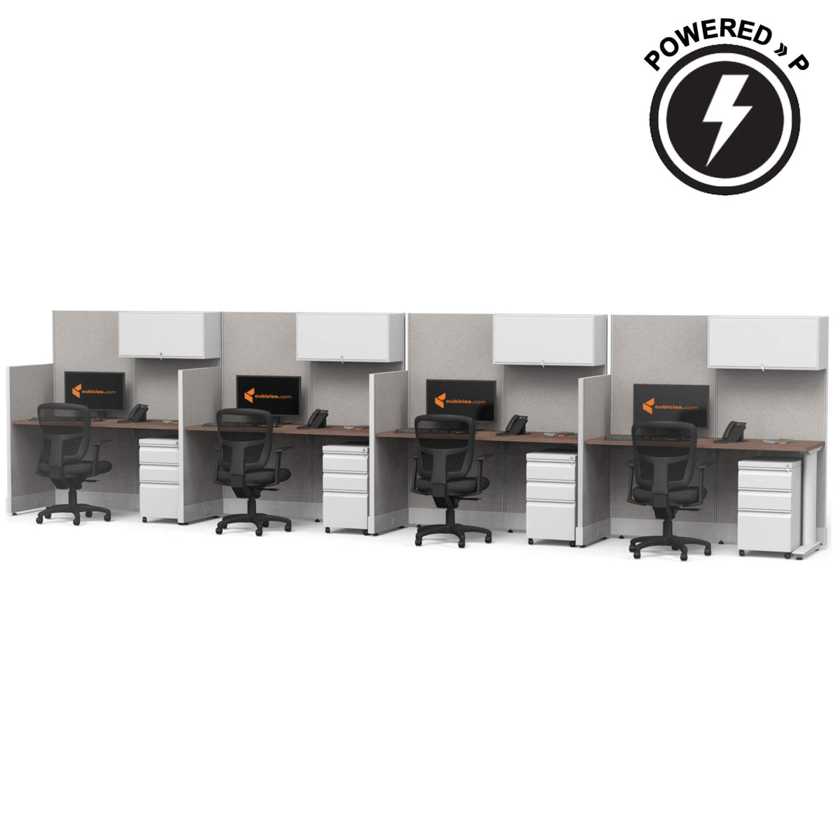 Cubicle Desks With Storgae Straight 4-Pack Powered