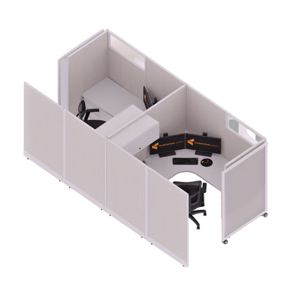 Cubicles With Sliding Doors 67H 2-Pack Cluster Powered