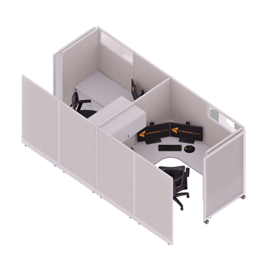 Cubicles With Sliding Doors 67H 2-Pack Cluster Powered
