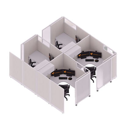 Cubicles With Sliding Doors 67H 4-Pack Cluster Powered
