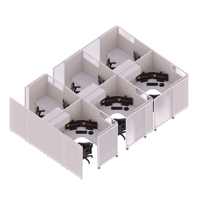 Cubicles With Sliding Doors 67H 6-Pack Cluster Powered