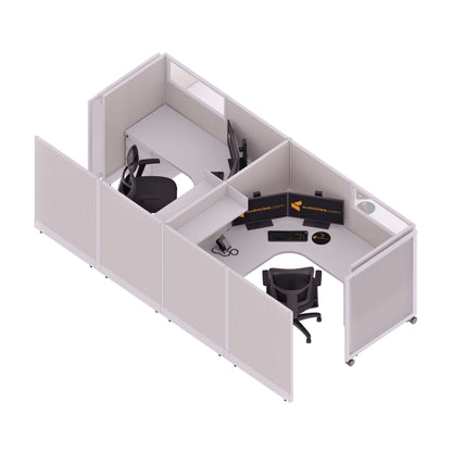 Cubicles With Sliding Doors 53H 2-Pack Cluster Powered