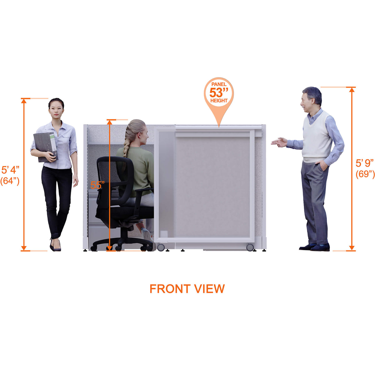 Cubicles With Sliding Doors 53H 2-Pack Cluster Powered