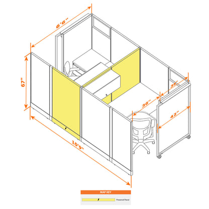 Cubicles With Sliding Doors 67H 2-Pack Cluster Powered