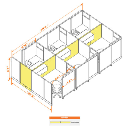 Cubicles With Sliding Doors 67H 6-Pack Cluster Powered