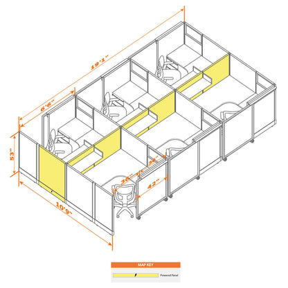 Cubicles With Sliding Doors 53H 6-Pack Cluster Powered