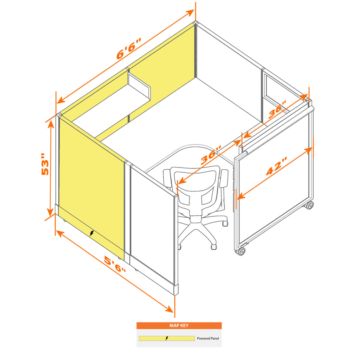 Cubicles With Sliding Doors 53H Powered