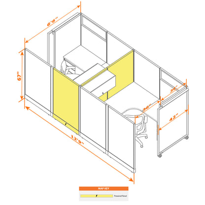 Cubicles With Sliding Doors 67H 2-Pack Cluster Powered