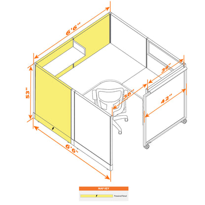 Cubicles With Sliding Doors 53H Powered