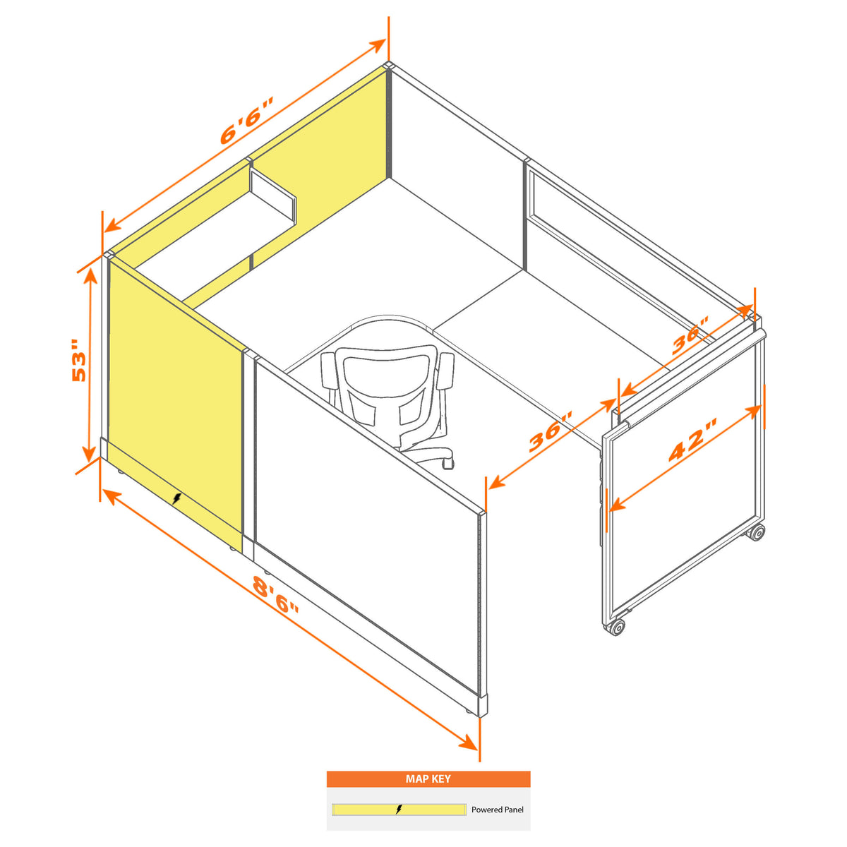 Cubicles With Sliding Doors 53H Powered