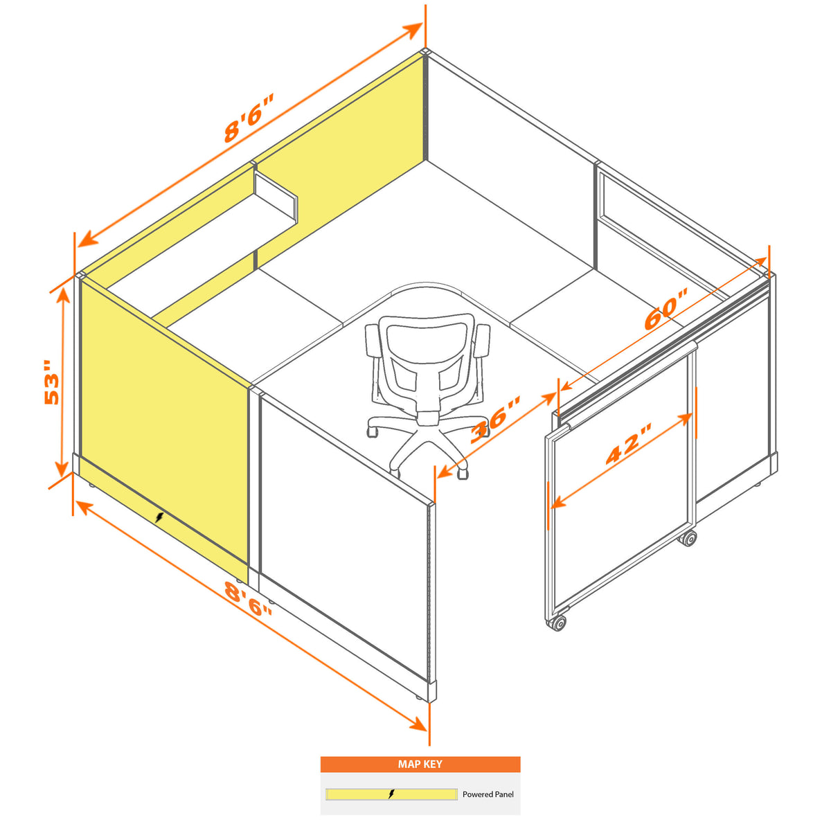 Cubicles With Sliding Doors 53H Powered
