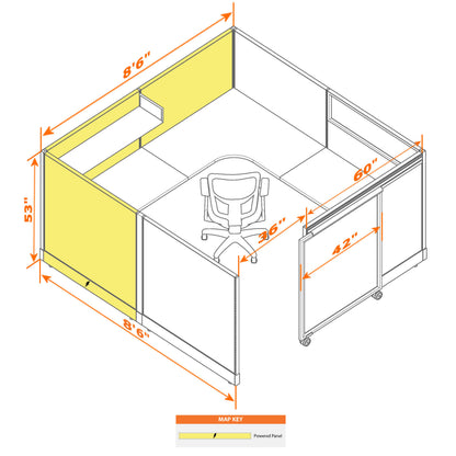 Cubicles With Sliding Doors 53H Powered