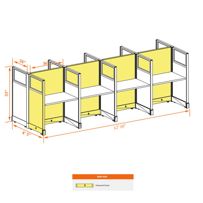 Call Center Cubicles With Glass 53H 8-Pack Cluster Powered