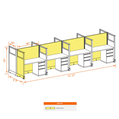 Call Center Cubicles With Glass 53H 8-Pack Cluster Powered