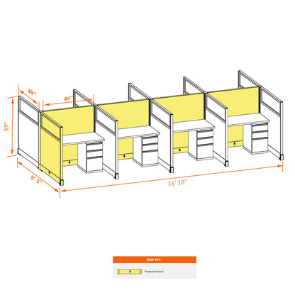 Call Center Cubicles With Glass 53H 8-Pack Cluster Powered