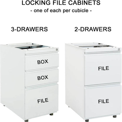 Cubicles With Sliding Doors 53H 3-Pack In-Line Powered
