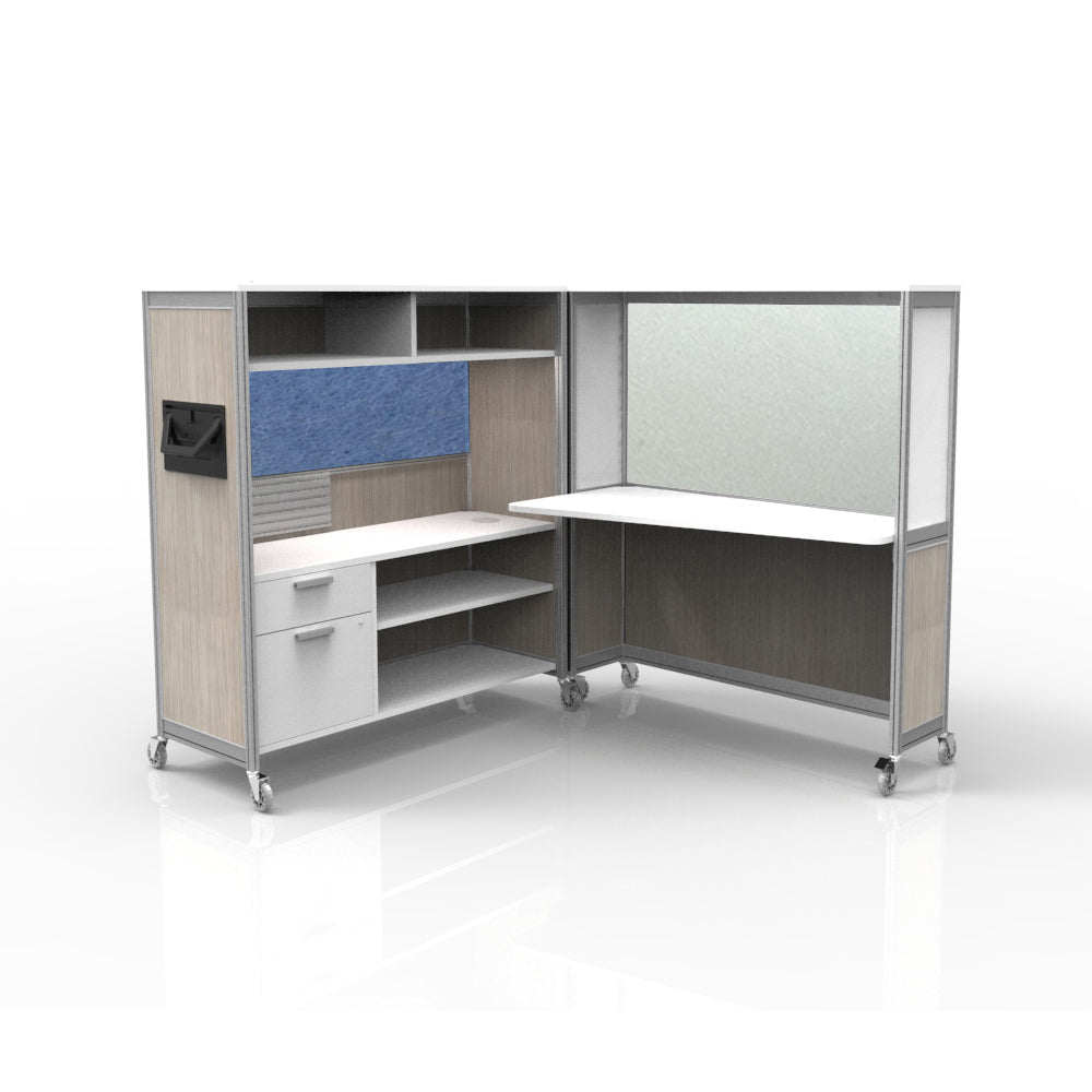 Mobile Folding Cubicle Desk Enhanced