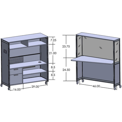 Mobile Folding Cubicle Desk Enhanced
