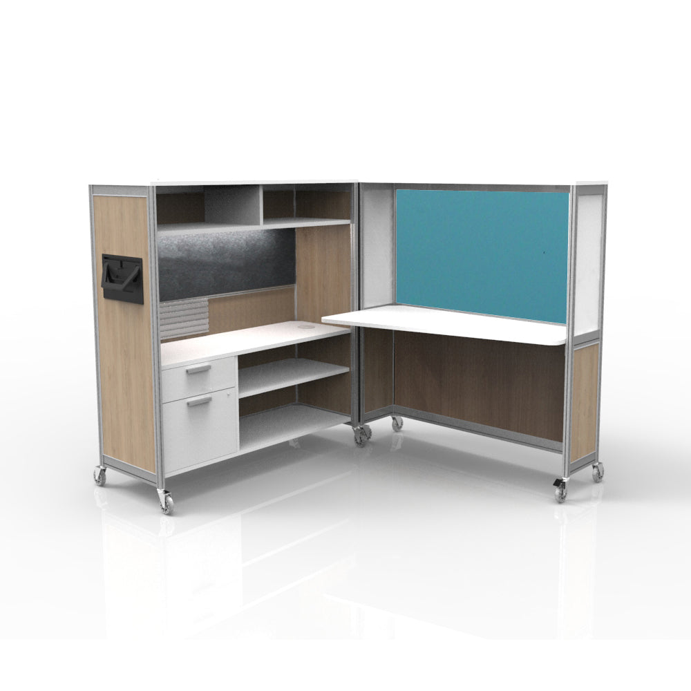 Mobile Folding Cubicle Desk Enhanced