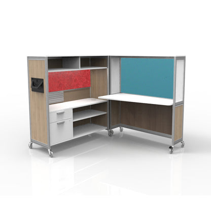 Mobile Folding Cubicle Desk Enhanced