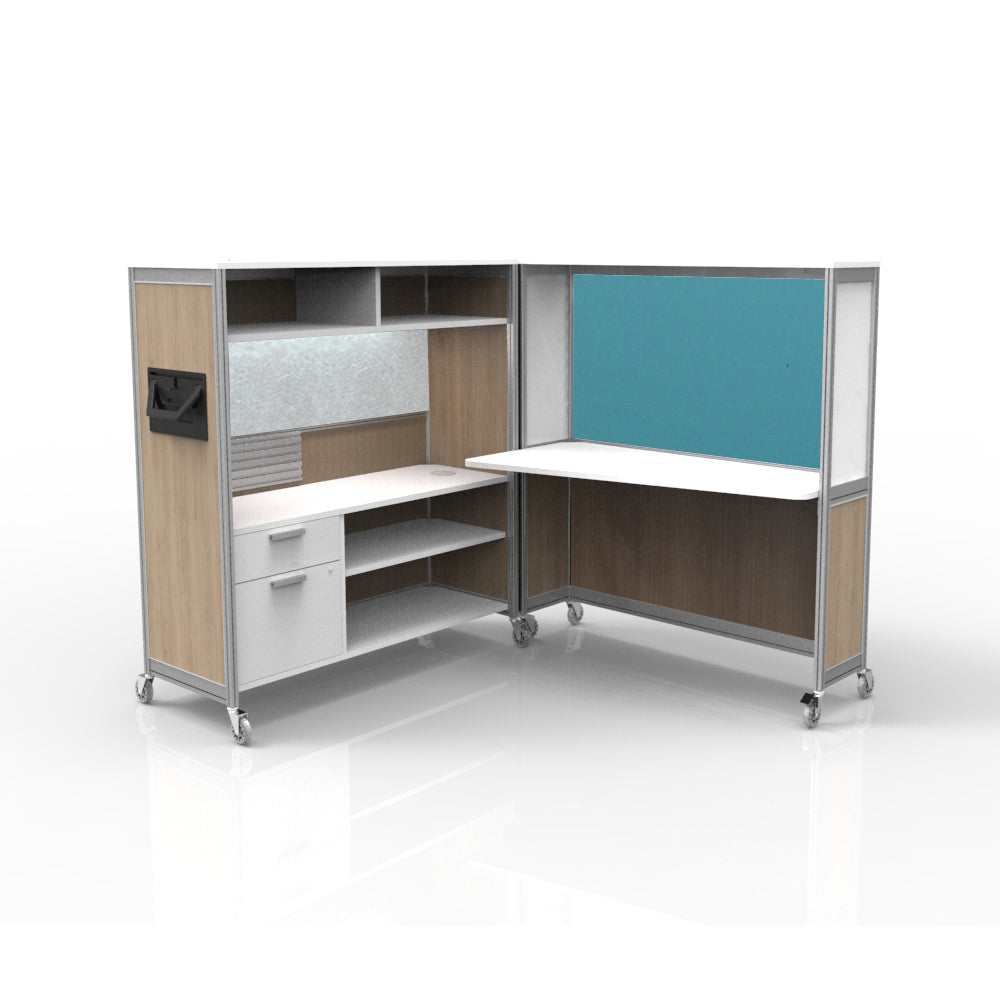 Mobile Folding Cubicle Desk Enhanced