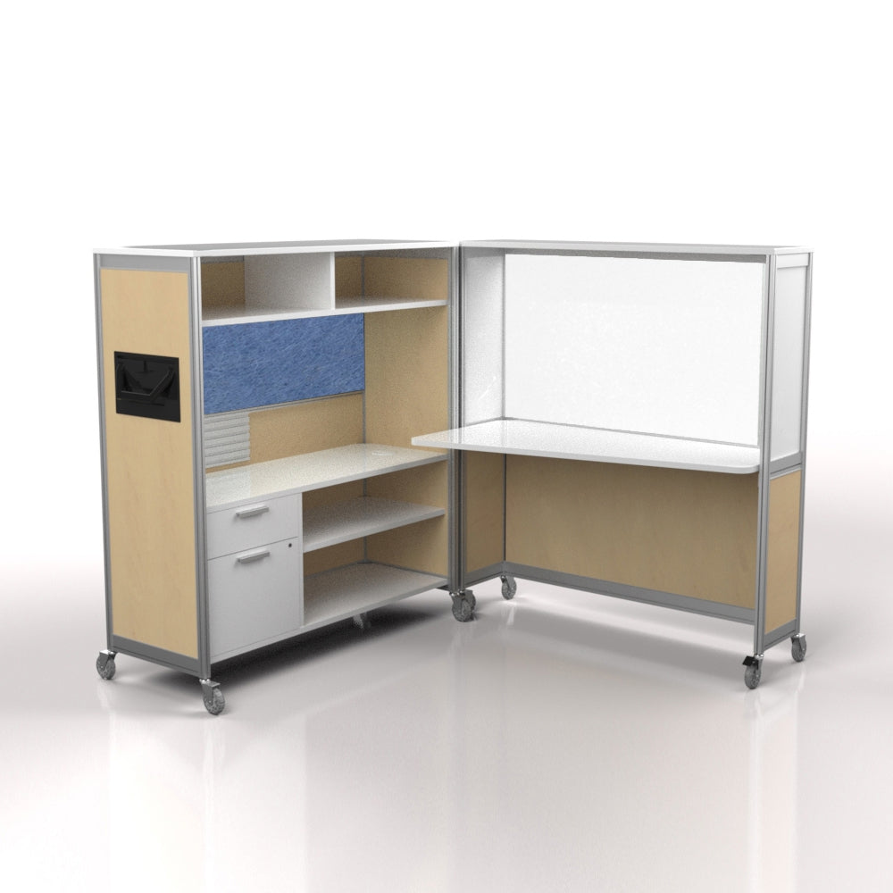 Mobile Folding Cubicle Desk Enhanced