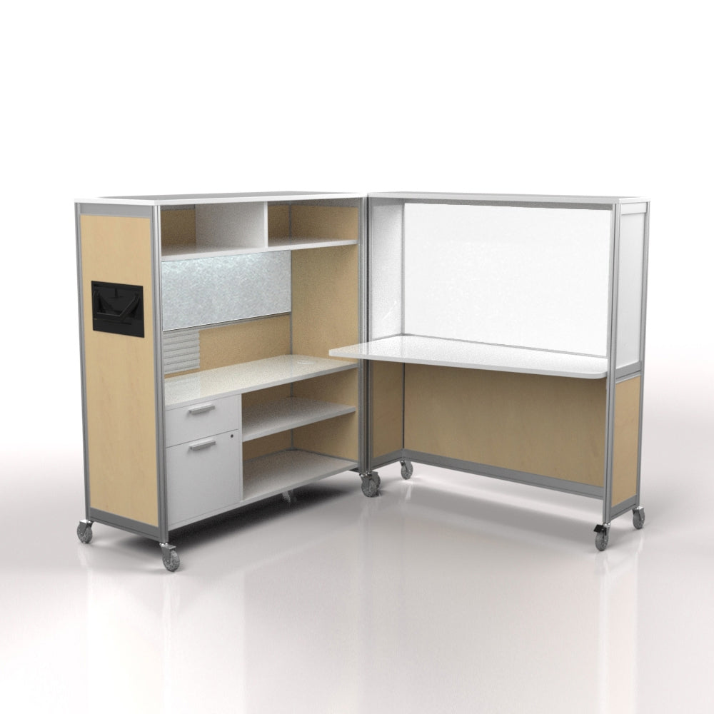 Mobile Folding Cubicle Desk Enhanced