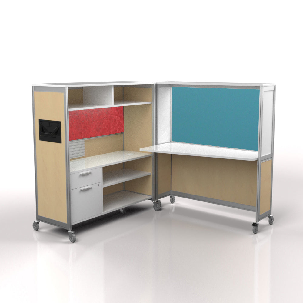 Mobile Folding Cubicle Desk Enhanced