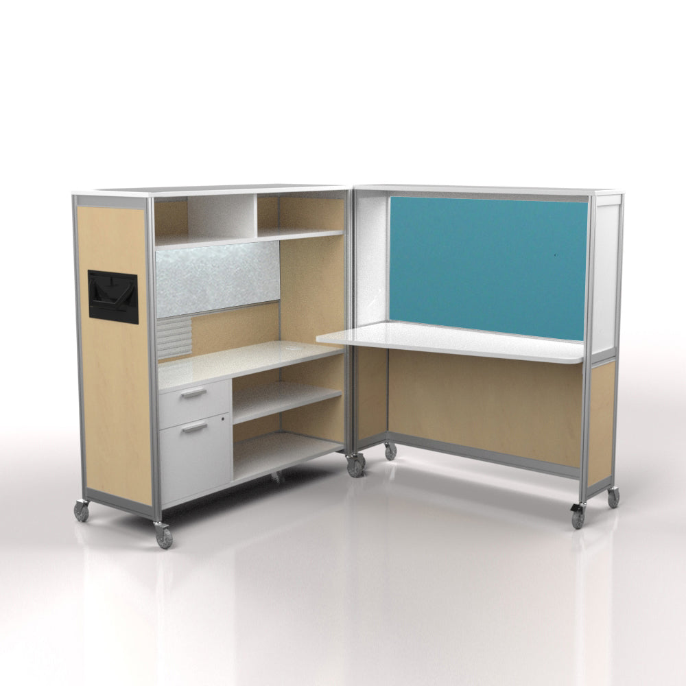 Mobile Folding Cubicle Desk Enhanced
