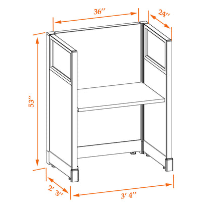 Call Center Cubicles With Glass 53H Non-Powered