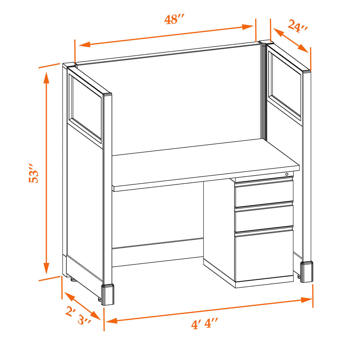 Call Center Cubicles With Glass 53H Non-Powered