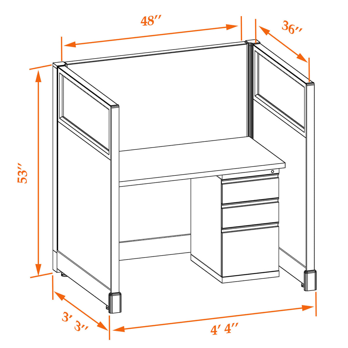 Call Center Cubicles With Glass 53H Non-Powered