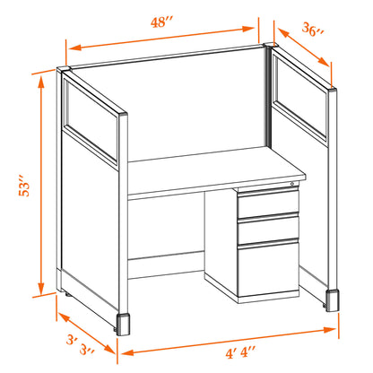 Call Center Cubicles With Glass 53H Non-Powered