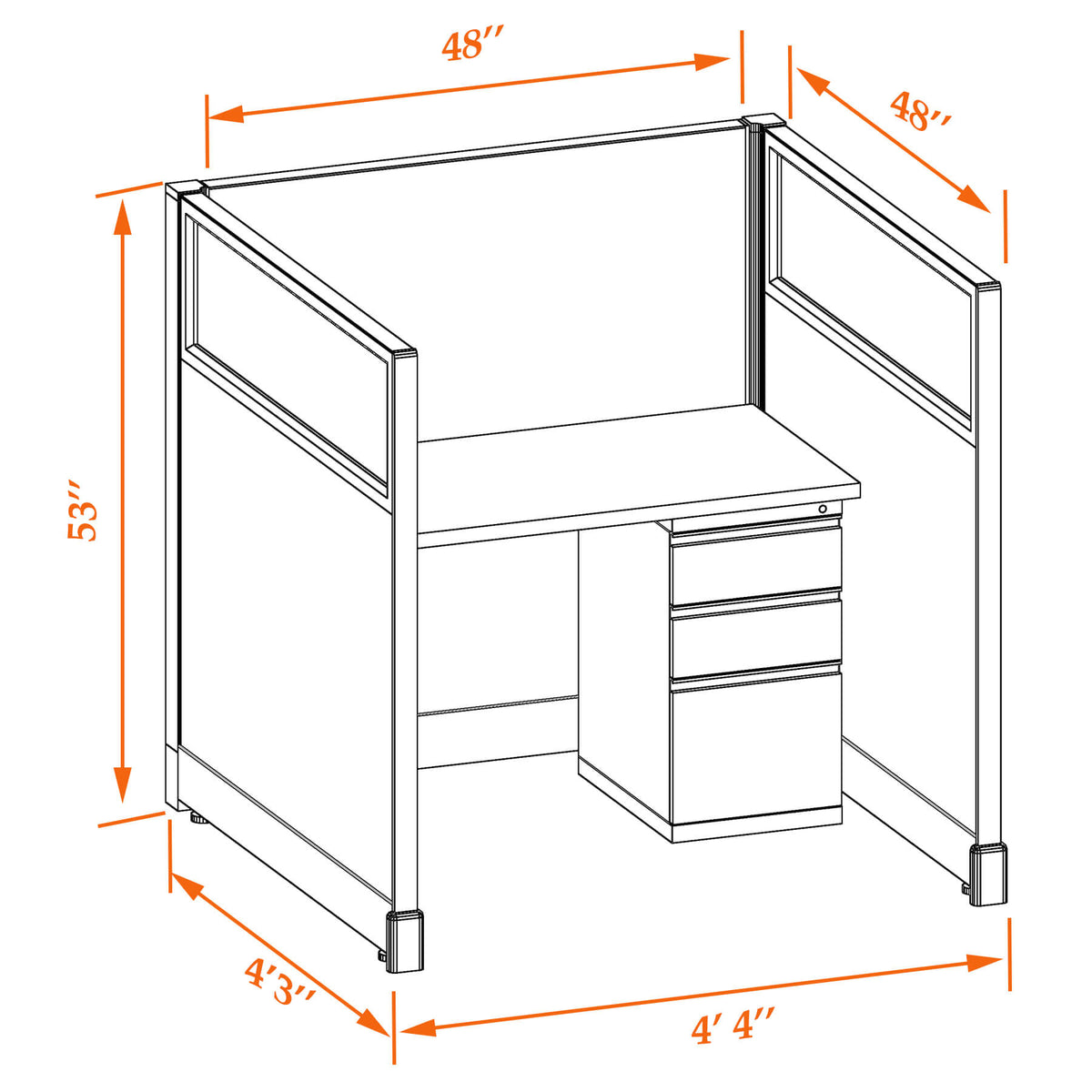 Call Center Cubicles With Glass 53H Non-Powered
