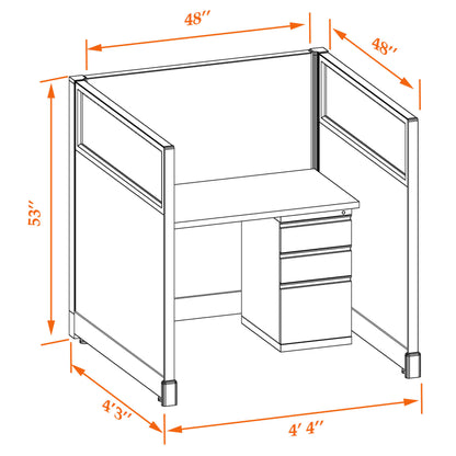 Call Center Cubicles With Glass 53H Non-Powered