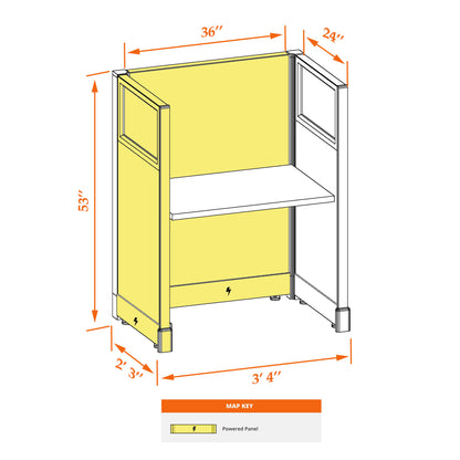 Call Center Cubicles With Glass 53H Powered