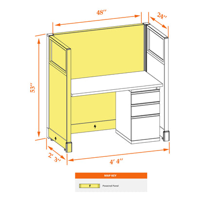 Call Center Cubicles With Glass 53H Powered