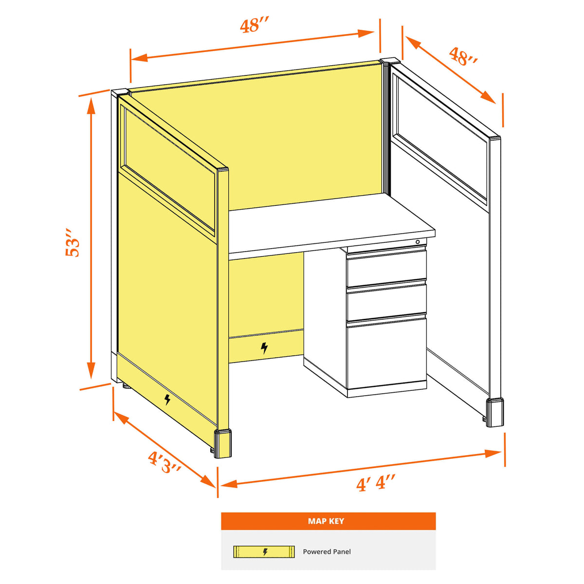 Call Center Cubicles With Glass 53H Powered