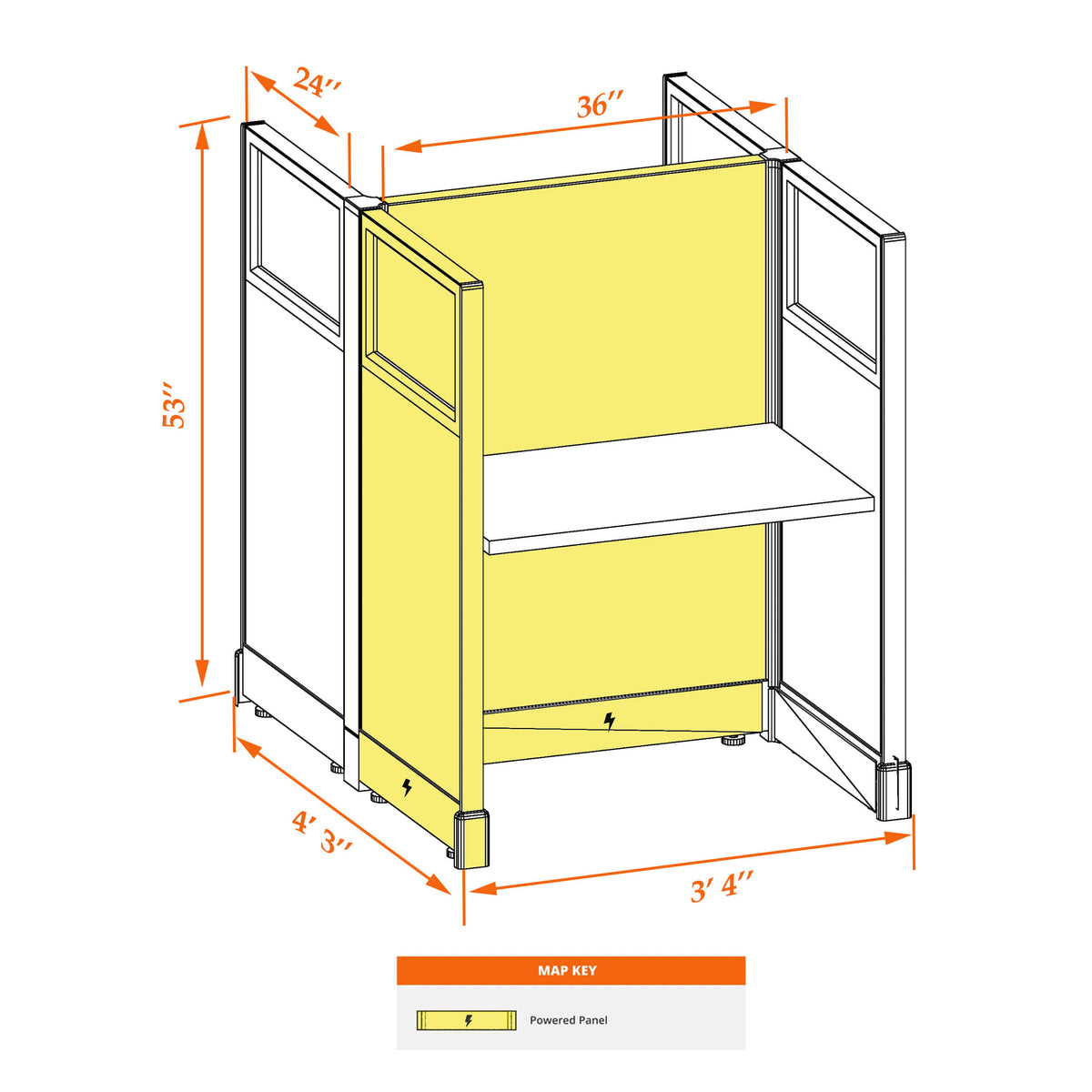 Call Center Cubicles With Glass 53H 2-Pack Cluster Powered