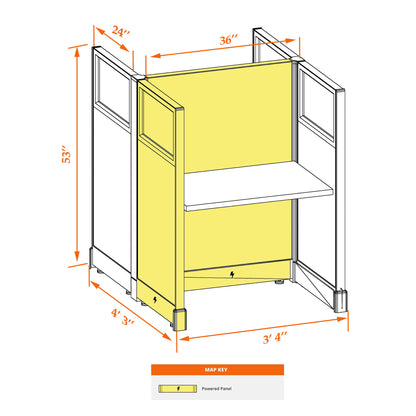 Call Center Cubicles With Glass 53H 2-Pack Cluster Powered