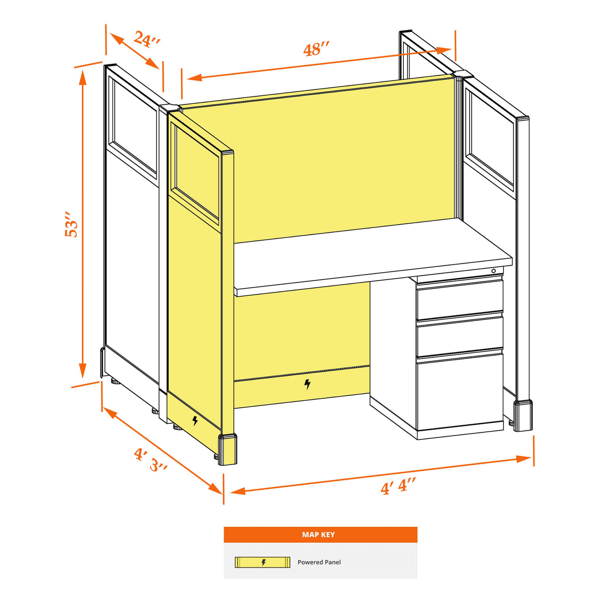 Call Center Cubicles With Glass 53H 2-Pack Cluster Powered