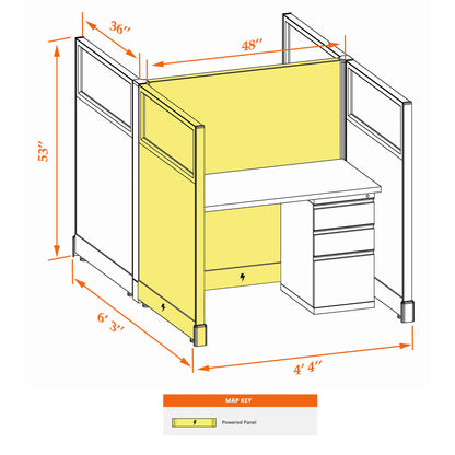 Call Center Cubicles With Glass 53H 2-Pack Cluster Powered