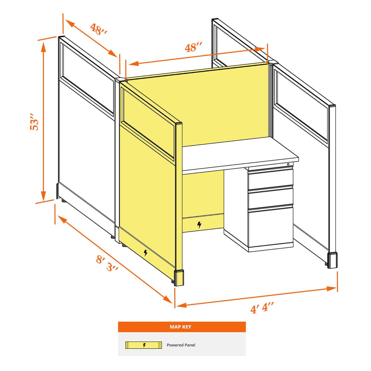 Call Center Cubicles With Glass 53H 2-Pack Cluster Powered