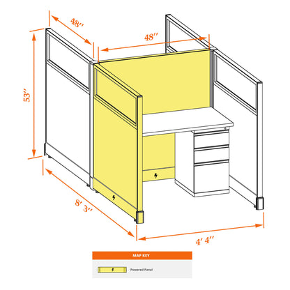 Call Center Cubicles With Glass 53H 2-Pack Cluster Powered